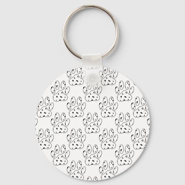 Dalmatian Paw Print Pattern Key Ring (Front)