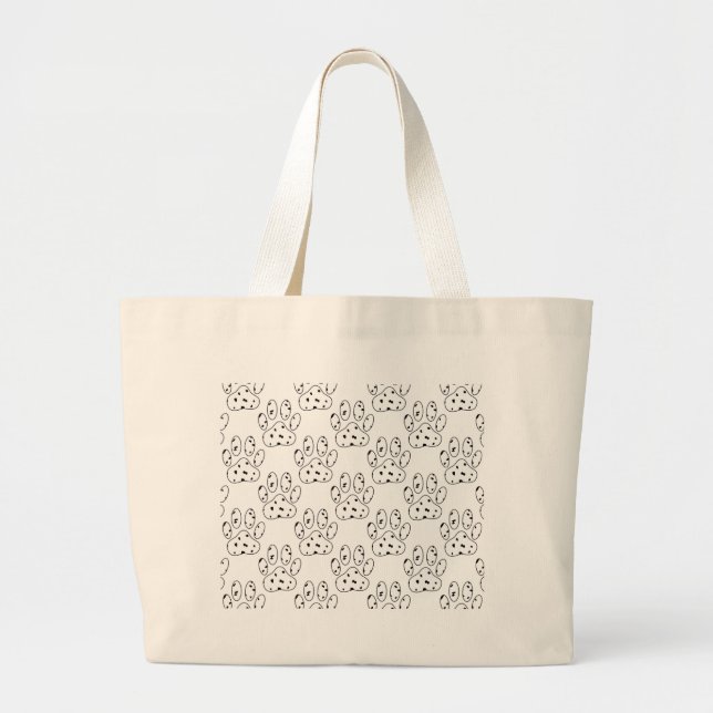 Dalmatian Paw Print Pattern Large Tote Bag (Front)