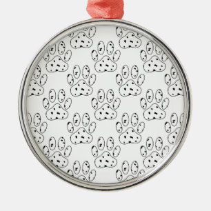 Dalmatian Paw Print Pattern Metal Ornament