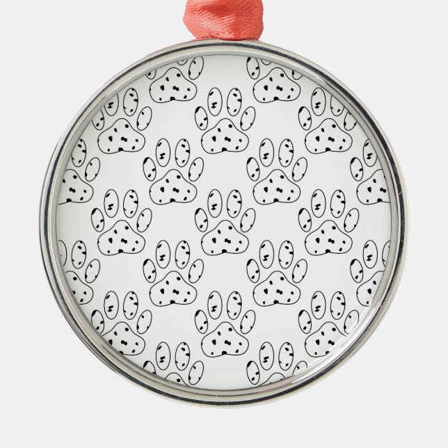 Dalmatian Paw Print Pattern Metal Ornament (Front)