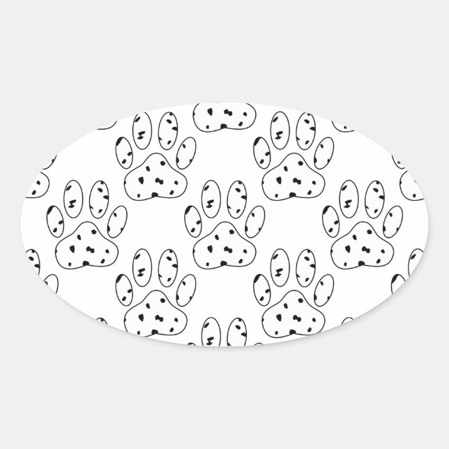Dalmatian Paw Print Pattern Oval Sticker (Front)