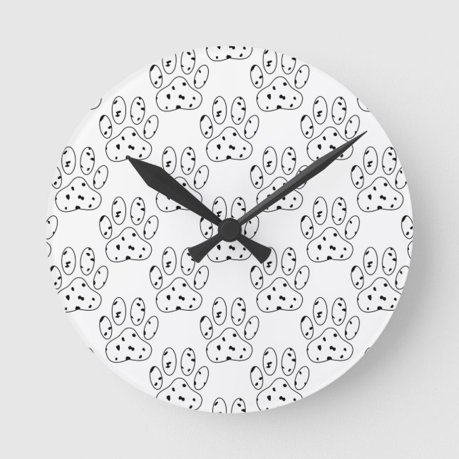 Dalmatian Paw Print Pattern Round Clock (Front)