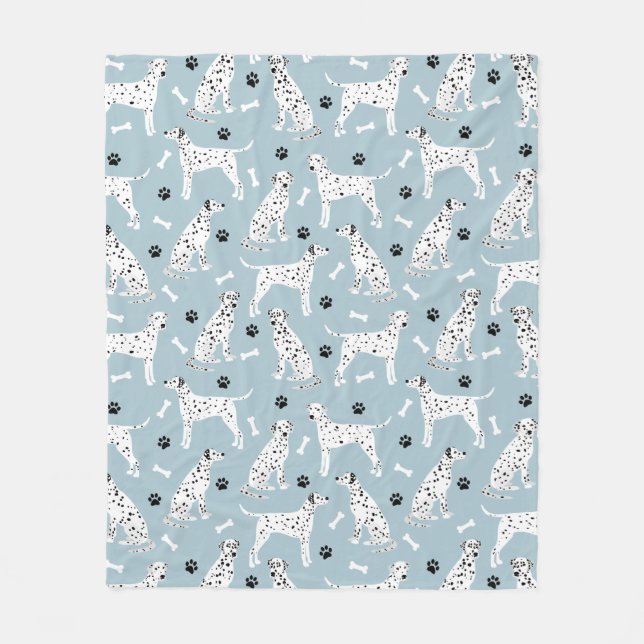 Dalmatian Paws and Bones Fleece Blanket (Front)
