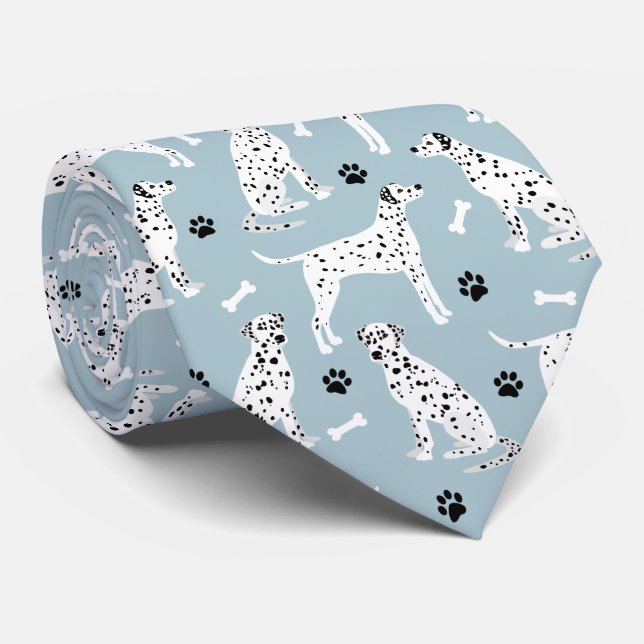 Dalmatian Paws and Bones Neck Tie (Rolled)