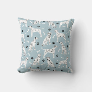 Dalmatian Paws and Bones Throw Pillow