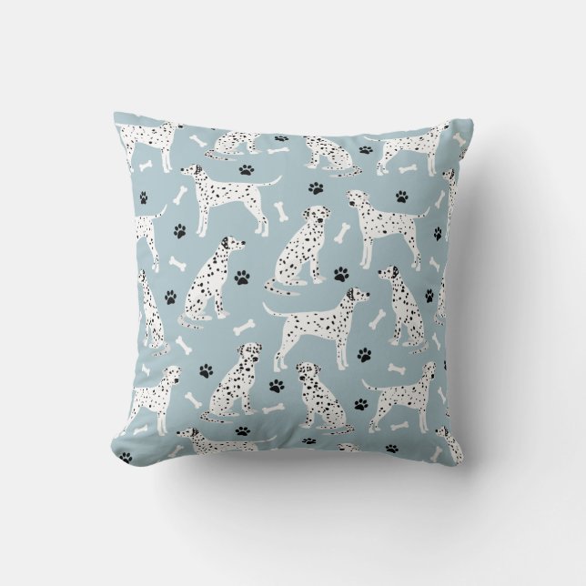 Dalmatian Paws and Bones Throw Pillow (Front)