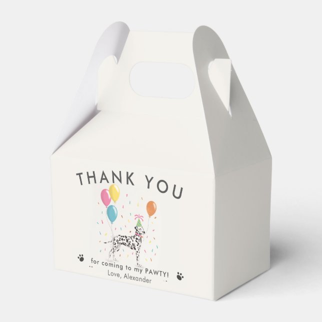 Dalmatian Pawty Puppy Dog Birthday Thank You  Favour Box (Front Side)