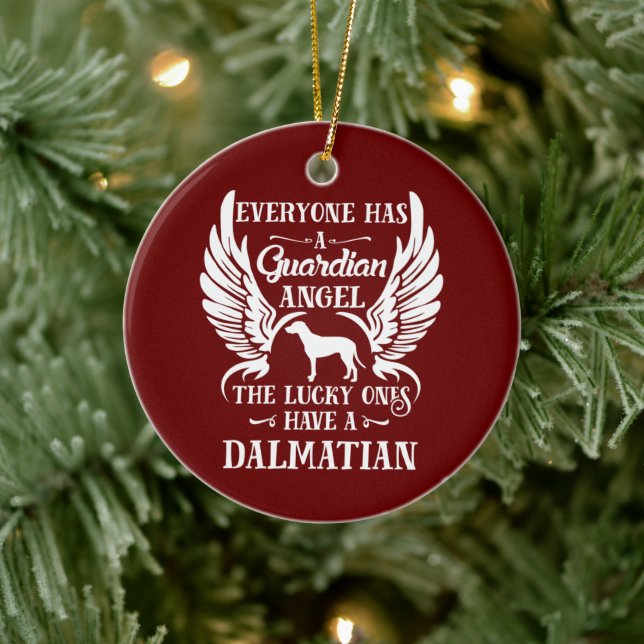 Dalmatian pet dog guardian angel ceramic ornament (Tree)