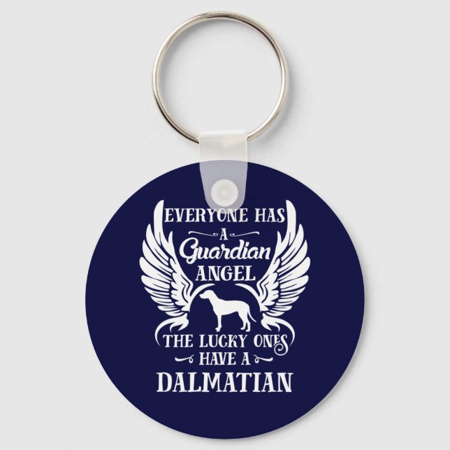 Dalmatian pet dog guardian angel key ring (Front)