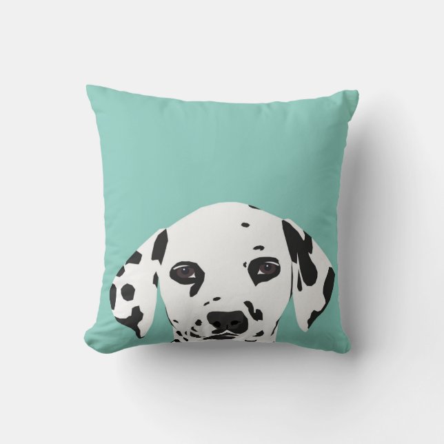 Dalmatian Pillow - mint - cute dog pillow (Front)