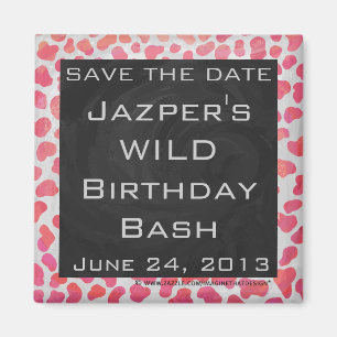 Dalmatian Pink and White with Monogram Magnet