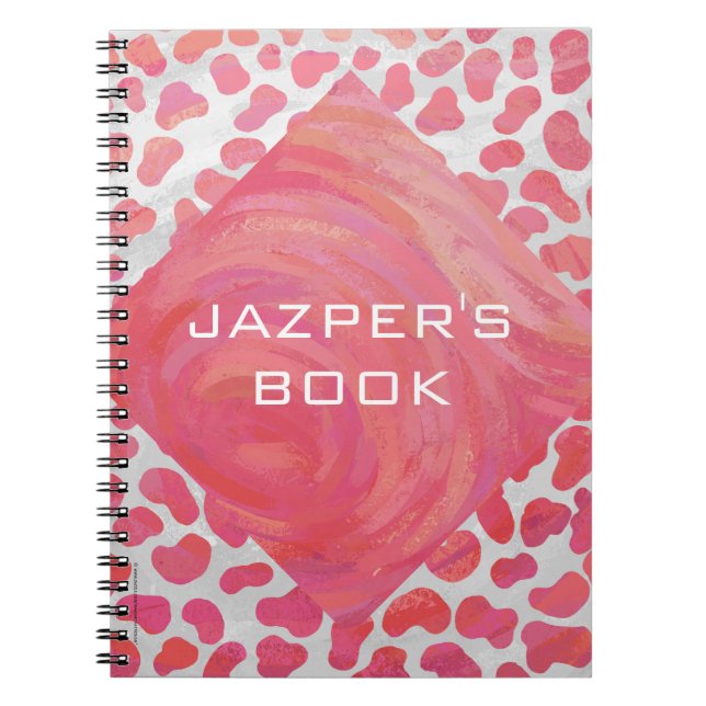 Dalmatian Pink and White with Monogram Notebook (Front)