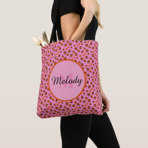 dalmatian pink cheetah Animal Print Monogram  Tote Bag