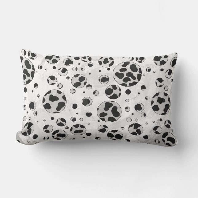 Dalmatian Polka Dot Black and White Lumbar Cushion (Front)