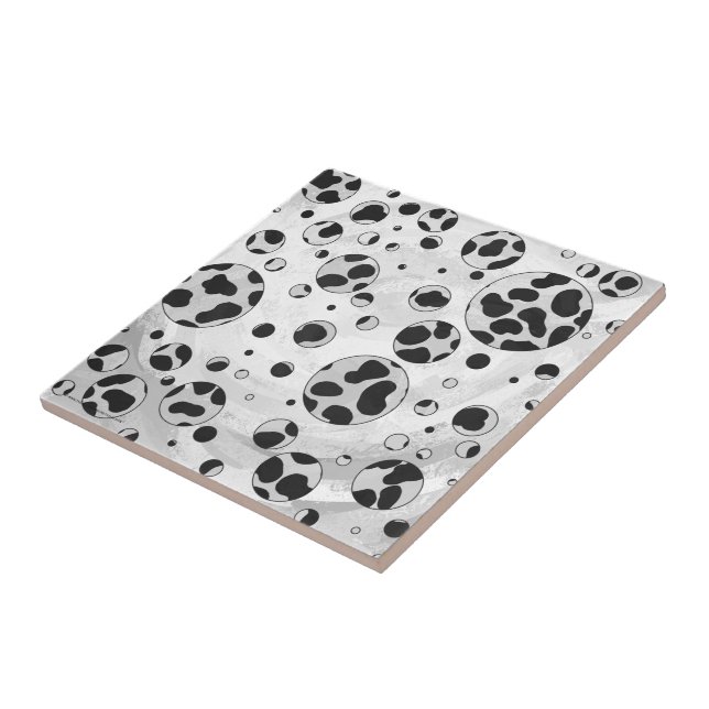 Dalmatian Polka Dot Black and White Tile (Side)
