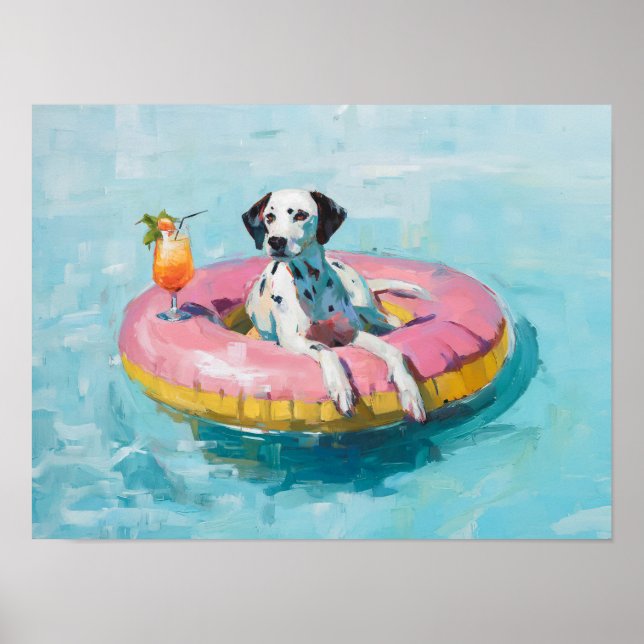Dalmatian Pool Float Art Print: Summer Dog Wall De Poster (Front)
