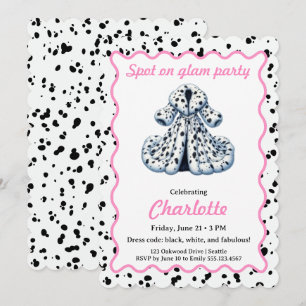 Dalmatian Print Birthday Black and White party Invitation