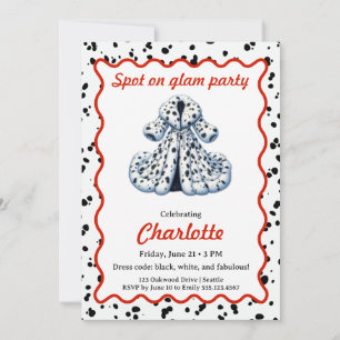 Dalmatian Print Birthday   Black and White party Invitation