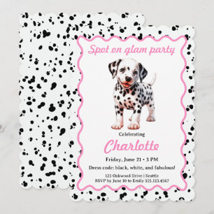 Dalmatian Print Birthday Black and White party Invitation