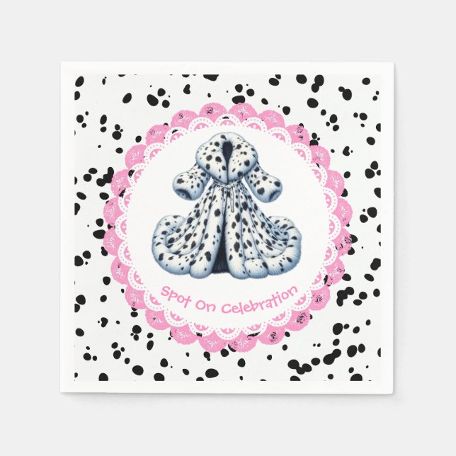 Dalmatian Print Birthday | Black and White party Napkin (Front)