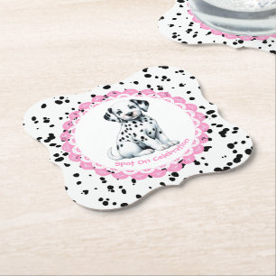 Dalmatian Print Birthday Black and White party Paper Coaster