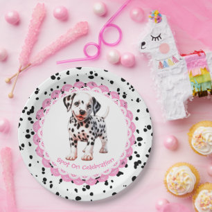Dalmatian Print Birthday Black and White party Paper Plate