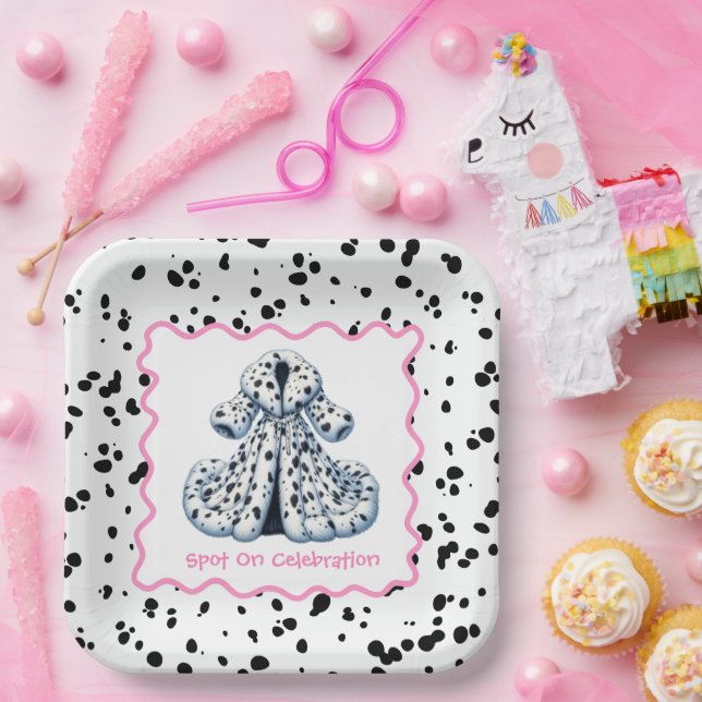 Dalmatian Print Birthday | Black and White party Paper Plate (Party)