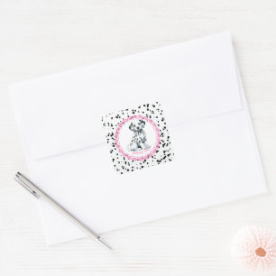 Dalmatian Print Birthday Black and White party Square Sticker