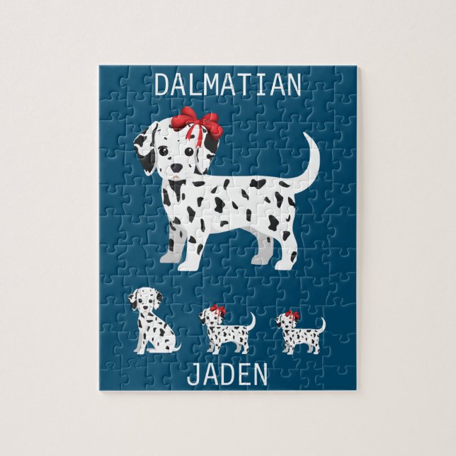 Dalmatian puppies puzzle with personalised name. (Vertical)