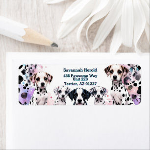 Dalmatian Puppies Watercolor Pastel Return Address Label