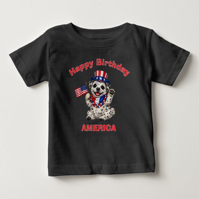 Dalmatian Puppy (2h) Patriotic Kid T-Shirt (Front)