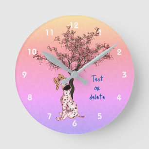 Dalmatian Puppy And Butterfly Personalised  Round Clock