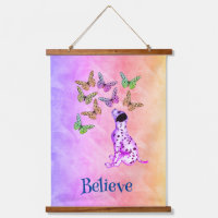 Dalmatian Puppy And Colourful Butterflies Believe 