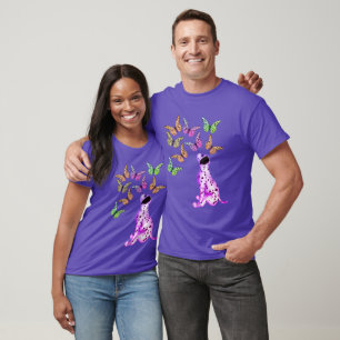 Dalmatian Puppy And Colourful Butterflies  T-Shirt
