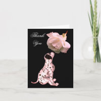 Dalmatian Puppy And White Rose Thank You Card