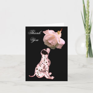Dalmatian Puppy And White Rose Thank You Card