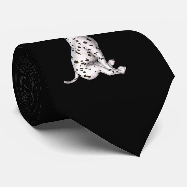Dalmatian Puppy And White Rose Tie (Rolled)