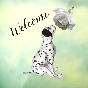 Dalmatian Puppy And White Rose Welcome