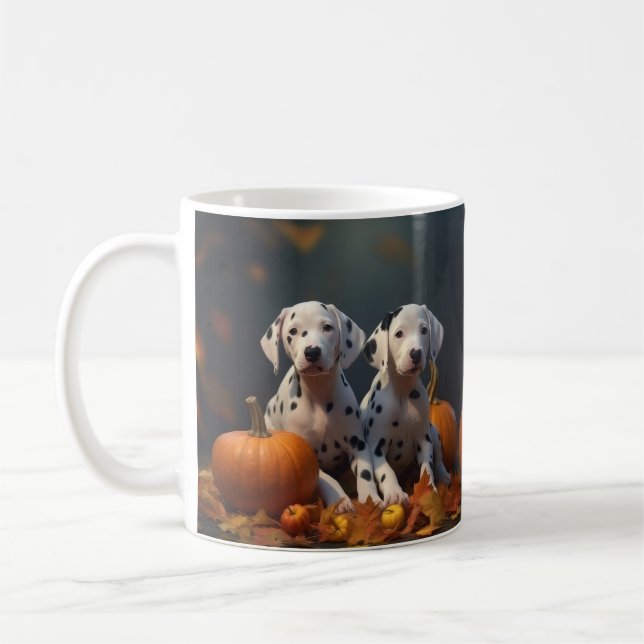 Dalmatian Puppy Autumn Delight Pumpkin  Coffee Mug (Left)