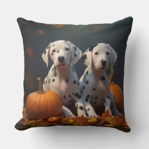 Dalmatian Puppy Autumn Delight Pumpkin  Cushion