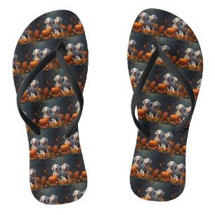 Dalmatian Puppy Autumn Delight Pumpkin Thongs