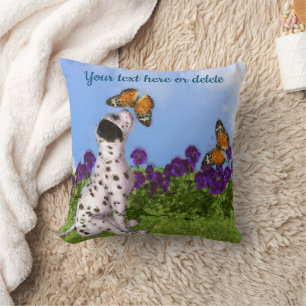 Dalmatian Puppy Butterflies Dog Art Personalized  Cushion