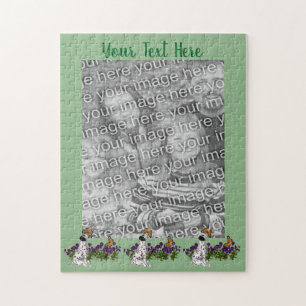 Dalmatian Puppy Butterflies Photo Frame Template Jigsaw Puzzle