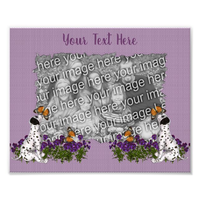 Dalmatian Puppy Butterflies Template Frame Photo Print (Front)