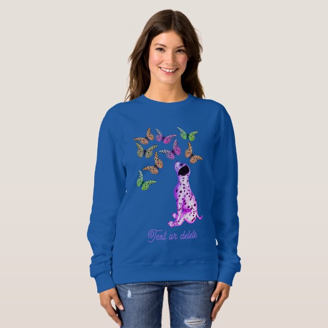 Dalmatian Puppy Colourful Butterflies Personalised Sweatshirt (Front Full)