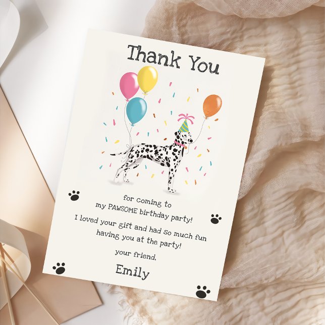 Dalmatian Puppy Dog Birthday Thank You Card (Creator Uploaded)