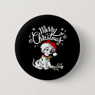 Dalmatian Puppy Dog In A Christmas Santa Hat Xmas  6 Cm Round Badge