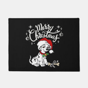 Dalmatian Puppy Dog In A Christmas Santa Hat Xmas  Doormat