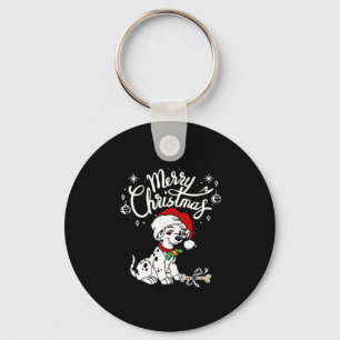 Dalmatian Puppy Dog In A Christmas Santa Hat Xmas Key Ring