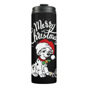 Dalmatian Puppy Dog In A Christmas Santa Hat Xmas Thermal Tumbler
